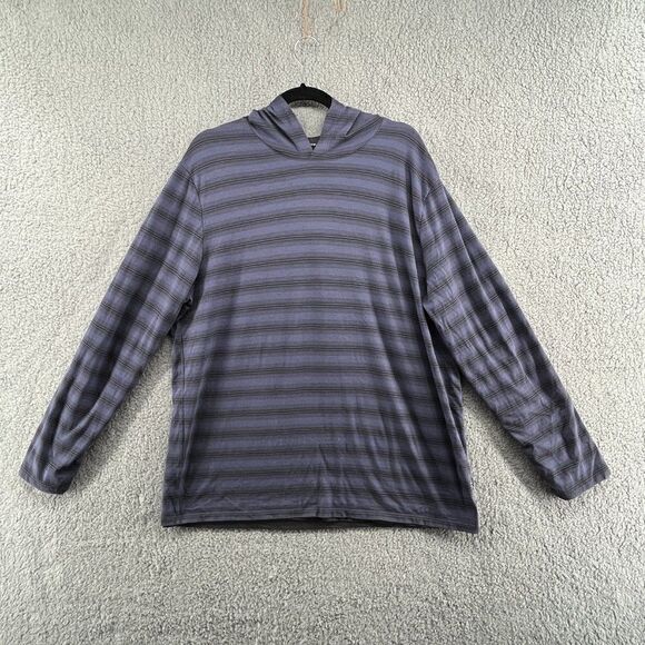 VINCE Pullover Hoodie Mens XL Blue Stripes Double Layer Pima Cotton Modal - Picture 3 of 14